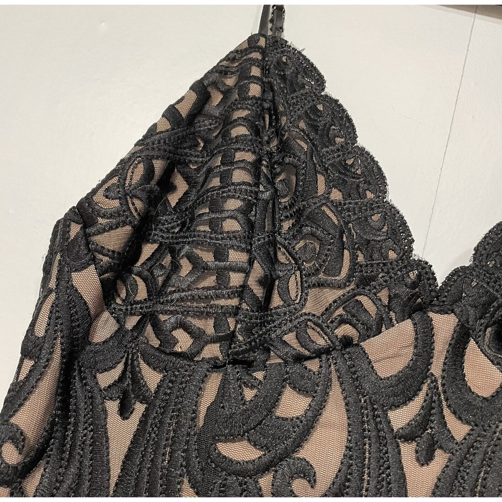 Bardot Sheath Dress Womens 10 Midi Black Lace‎ V-Neck Lined - Picture 3 of 9